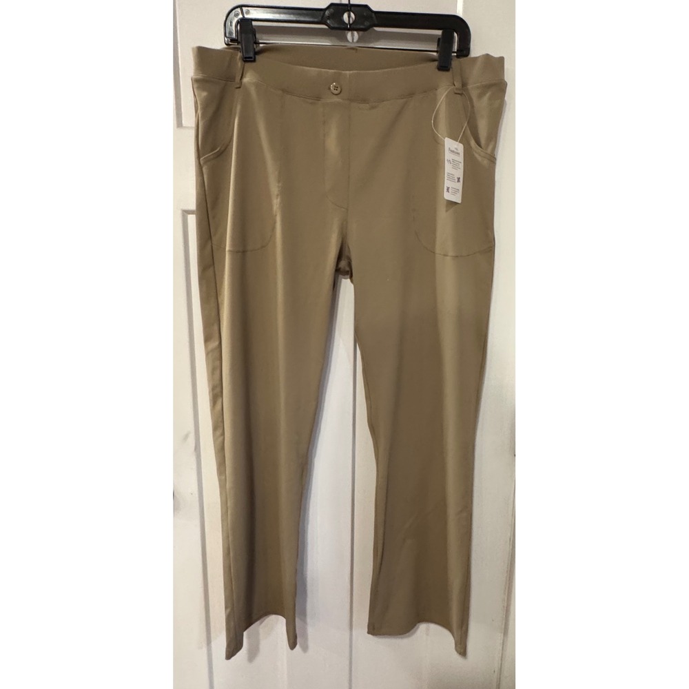 Yogipace Women XXL Khaki Tan Straight Leg Performance Stretch Trousers NWT